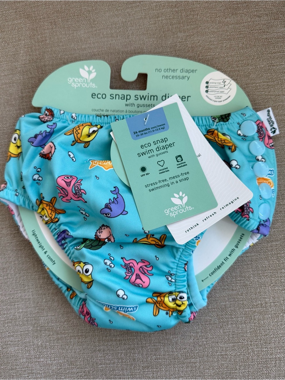 NWT Green Sprouts Eco Snap Swim Diaper 24M